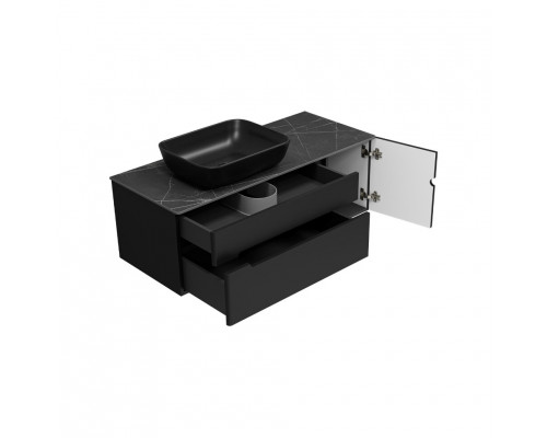 Купить Роял -120 Тумба подвесная с 2 ящ. 1 дв. черный в магазине сантехники Santeh-Crystal.ru