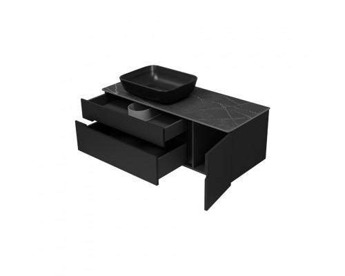 Купить Роял -120 Тумба подвесная с 2 ящ. 1 дв. черный в магазине сантехники Santeh-Crystal.ru