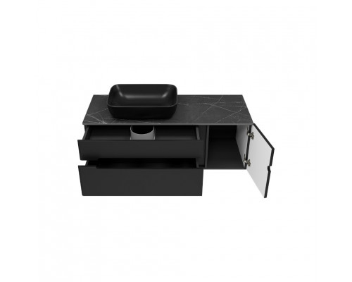 Купить Роял -120 Тумба подвесная с 2 ящ. 1 дв. черный в магазине сантехники Santeh-Crystal.ru