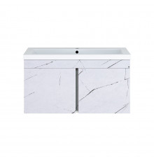 Торос -100 Тумба подвесная прямая белый мрамор ПВХ
