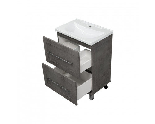 Заказать Марта - 60 Тумба напольная 2 ящ. темный бетон в магазине сантехники Santeh-Crystal.ru