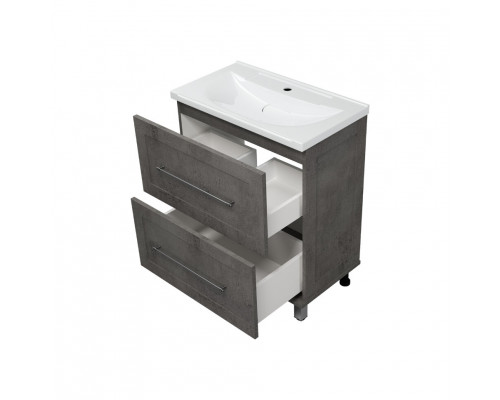 Купить Марта - 70 Тумба напольная 2 ящ. темный бетон в магазине сантехники Santeh-Crystal.ru