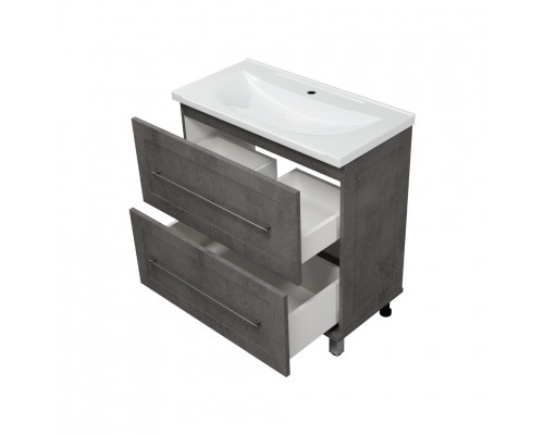 Приобрести Марта - 80 Тумба напольная 2 ящ. темный бетон в магазине сантехники Santeh-Crystal.ru