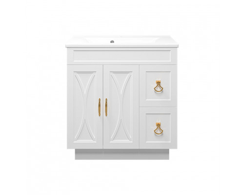 Заказать Амбра - 80 тумба белая с 2 ящ. в магазине сантехники Santeh-Crystal.ru