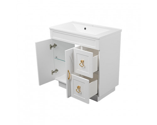 Заказать Амбра - 80 тумба белая с 2 ящ. в магазине сантехники Santeh-Crystal.ru