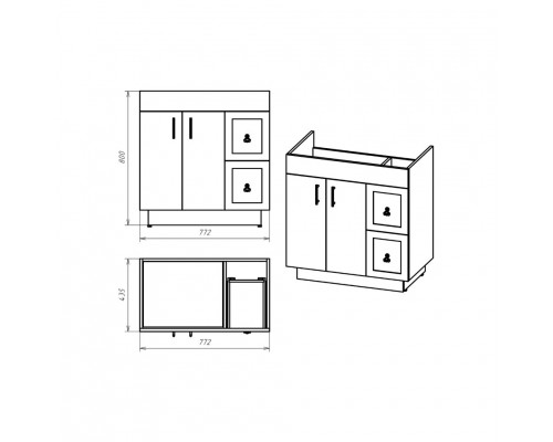 Заказать Амбра - 80 тумба белая с 2 ящ. в магазине сантехники Santeh-Crystal.ru