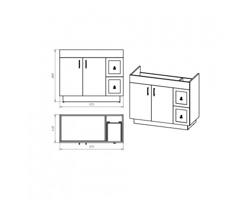 Купить Амбра -100 Тумба черная матовая с 2 ящ. в магазине сантехники Santeh-Crystal.ru