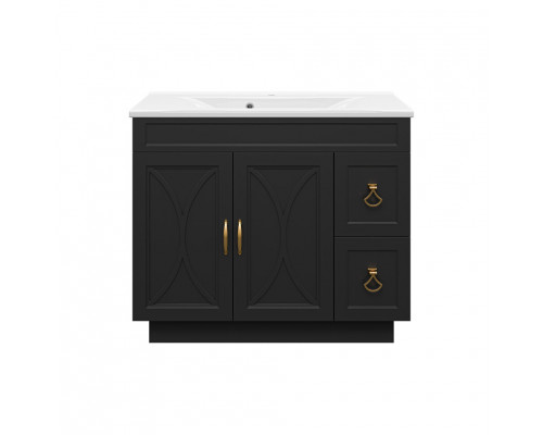 Купить Амбра -100 Тумба черная матовая с 2 ящ. в магазине сантехники Santeh-Crystal.ru