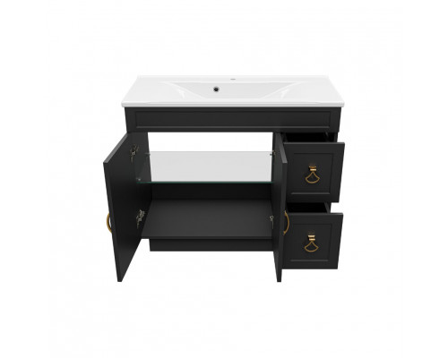 Купить Амбра -100 Тумба черная матовая с 2 ящ. в магазине сантехники Santeh-Crystal.ru