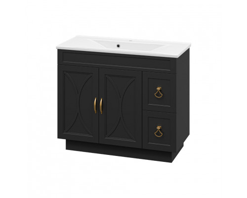 Купить Амбра -100 Тумба черная матовая с 2 ящ. в магазине сантехники Santeh-Crystal.ru