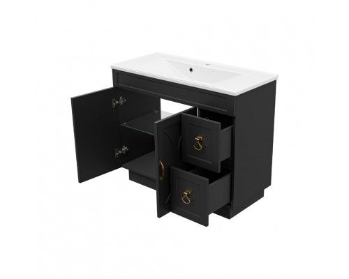 Купить Амбра -100 Тумба черная матовая с 2 ящ. в магазине сантехники Santeh-Crystal.ru