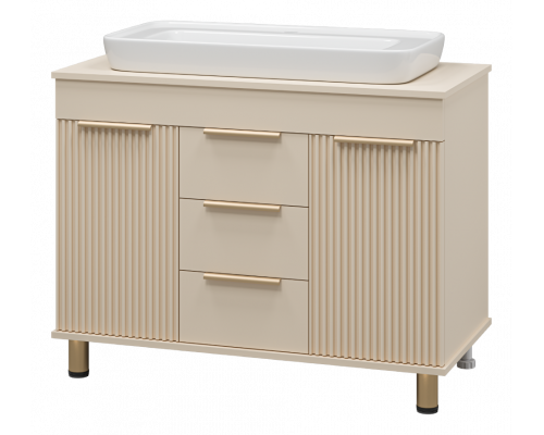 Заказать ENFIDA -100 Тумба напольная 3 ящ. бежевая мат. эмаль (Энфида) в магазине сантехники Santeh-Crystal.ru