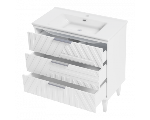 Купить ETNA - 85 Тумба напольная белая 3 ящ. (эмаль) в магазине сантехники Santeh-Crystal.ru