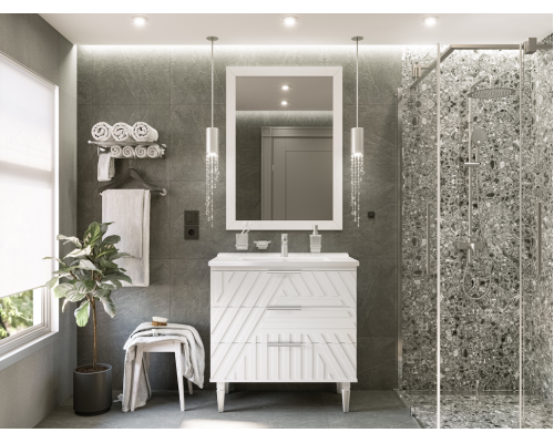 Купить ETNA - 85 Тумба напольная белая 3 ящ. (эмаль) в магазине сантехники Santeh-Crystal.ru