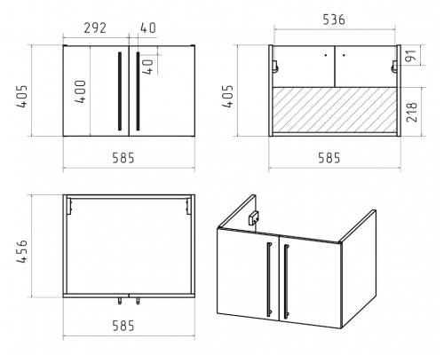 Приобрести ROCK - 60 Тумба прямая подвесная светло-серый (Чикаго) ЛДСП в магазине сантехники Santeh-Crystal.ru