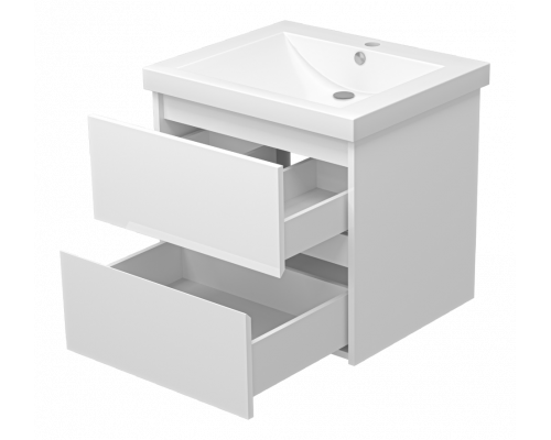 Купить Алиса - 58 тумба 2 ящ. подвесная белая эмаль в магазине сантехники Santeh-Crystal.ru