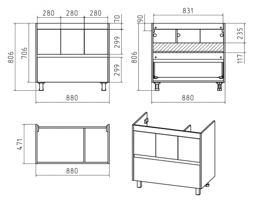 Приобрести Алиса - 90 тумба 1 ящ. напольная белая эмаль в магазине сантехники Santeh-Crystal.ru