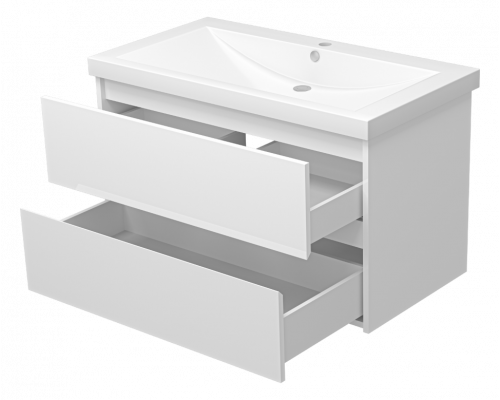 Заказать Алиса - 90 тумба 2 ящ. подвесная белая эмаль в магазине сантехники Santeh-Crystal.ru