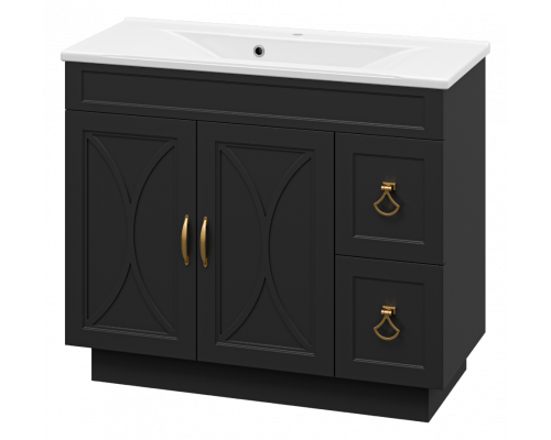 Купить Амбра -100 Тумба черная матовая с 2 ящ. в магазине сантехники Santeh-Crystal.ru