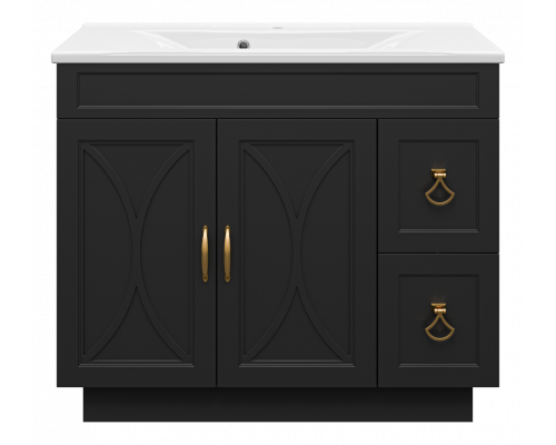 Купить Амбра -100 Тумба черная матовая с 2 ящ. в магазине сантехники Santeh-Crystal.ru