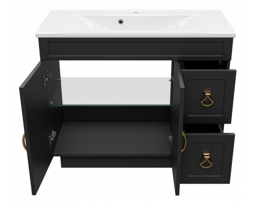 Купить Амбра -100 Тумба черная матовая с 2 ящ. в магазине сантехники Santeh-Crystal.ru