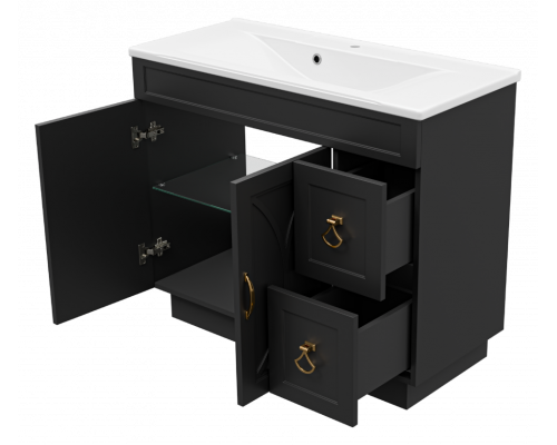 Купить Амбра -100 Тумба черная матовая с 2 ящ. в магазине сантехники Santeh-Crystal.ru