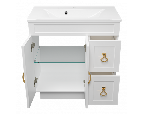 Заказать Амбра - 80 тумба белая с 2 ящ. в магазине сантехники Santeh-Crystal.ru