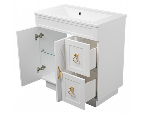 Заказать Амбра - 80 тумба белая с 2 ящ. в магазине сантехники Santeh-Crystal.ru