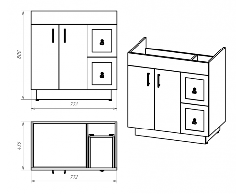 Заказать Амбра - 80 тумба белая с 2 ящ. в магазине сантехники Santeh-Crystal.ru