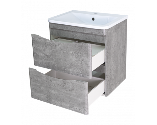 Заказать Атлантик -100 Тумба подвесная с 2 ящ. закруг. края серый камень в магазине сантехники Santeh-Crystal.ru