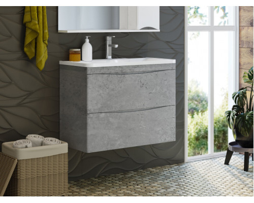 Заказать Атлантик -100 Тумба подвесная с 2 ящ. закруг. края серый камень в магазине сантехники Santeh-Crystal.ru