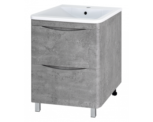 Приобрести Атлантик - 60 Тумба напольная  с 2 ящ. закруг. края серый камень в магазине сантехники Santeh-Crystal.ru