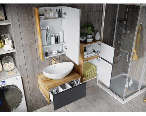 Купить Ива - 80 Тумба подвесная Графит пленка 1 ящ в магазине сантехники Santeh-Crystal.ru