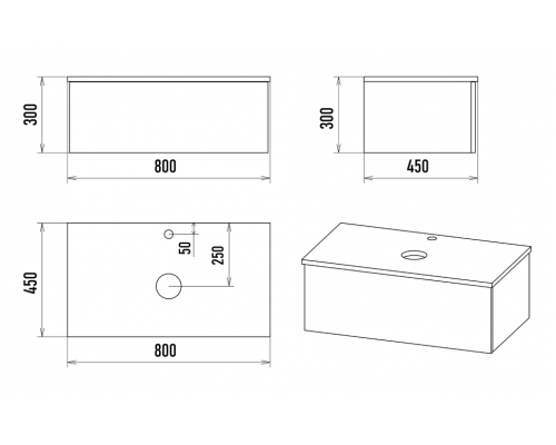 Купить Ива - 80 Тумба подвесная Графит пленка 1 ящ в магазине сантехники Santeh-Crystal.ru