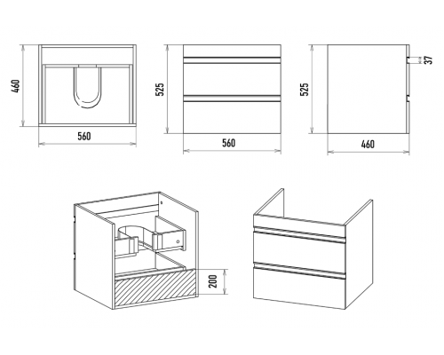 Заказать Ингрид - 60 Тумба подвесная с 2 ящ.эмаль, глянец в магазине сантехники Santeh-Crystal.ru
