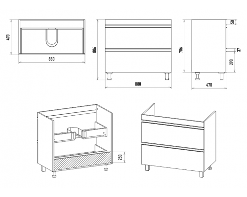 Приобрести Ингрид - 90 Тумба напольная с 2 ящ.эмаль в магазине сантехники Santeh-Crystal.ru