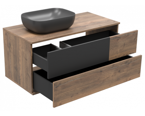 Приобрести Коломбо -100 Тумба подвесная 2 ящ. с отталк. лев. ДСП (Дуб Галифакс) в магазине сантехники Santeh-Crystal.ru