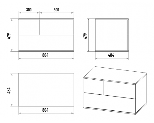Заказать Коломбо - 80 Тумба подвесная 2 ящ. с отталк. ДСП (Дуб Галифакс) в магазине сантехники Santeh-Crystal.ru