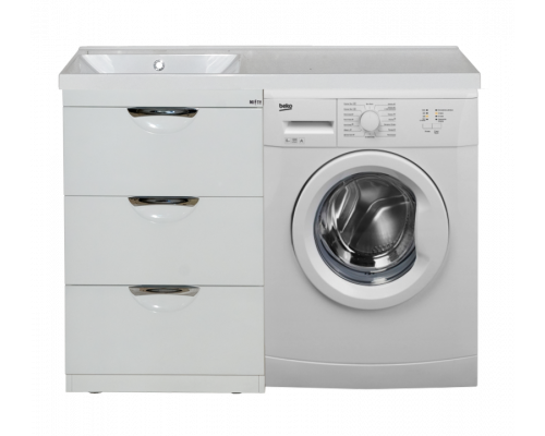 Купить Куба - 50 Тумба 3 ящ. под стиральную машину белая эмаль в магазине сантехники Santeh-Crystal.ru