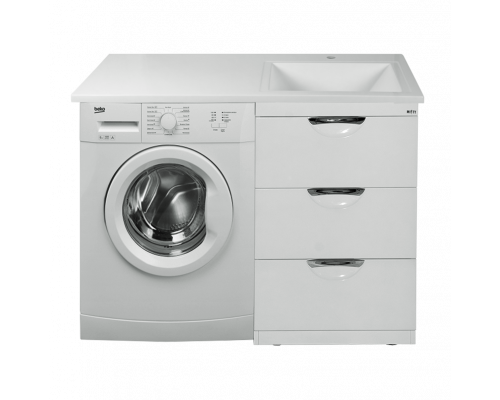 Заказать Куба - 60 Тумба 3 ящ. под стиральную машину белая эмаль в магазине сантехники Santeh-Crystal.ru