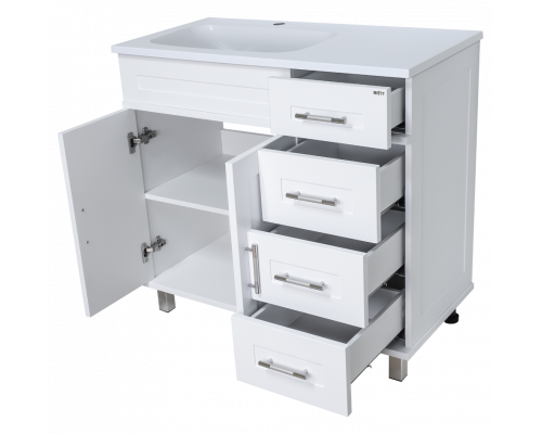 Заказать Купер - 90 Тумба напольная с 4 ящ. левая белая в магазине сантехники Santeh-Crystal.ru