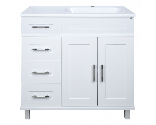 Приобрести Купер - 90 Тумба напольная с 4 ящ. правая белая в магазине сантехники Santeh-Crystal.ru