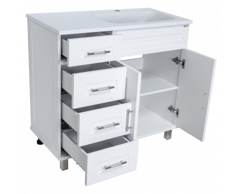 Приобрести Купер - 90 Тумба напольная с 4 ящ. правая белая в магазине сантехники Santeh-Crystal.ru