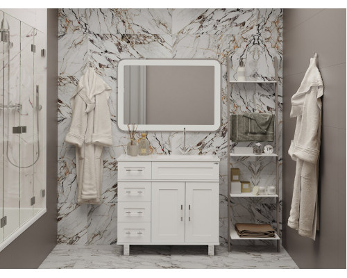 Приобрести Купер - 90 Тумба напольная с 4 ящ. правая белая в магазине сантехники Santeh-Crystal.ru