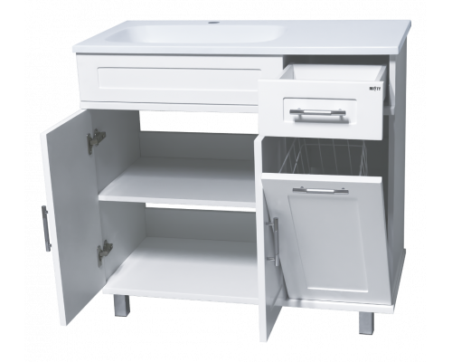 Купить Купер - 90 Тумба напольная с Б/К левая белая в магазине сантехники Santeh-Crystal.ru