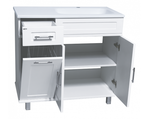 Заказать Купер - 90 Тумба напольная с Б/К правая белая в магазине сантехники Santeh-Crystal.ru