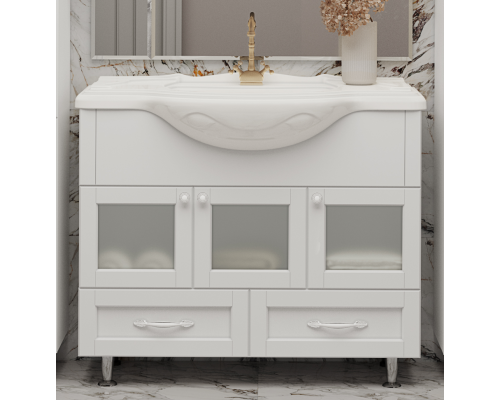 Купить Латте -105 Тумба с 2 ящ. белая эмаль в магазине сантехники Santeh-Crystal.ru