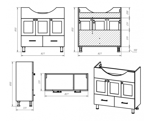 Купить Латте - 85 Тумба с 2 ящ. бежевая эмаль в магазине сантехники Santeh-Crystal.ru
