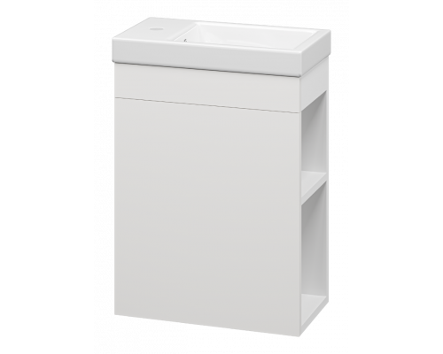 Купить Лира - 40 Тумба прямая подвесная белая эмаль с отталкив. с бок. полками в магазине сантехники Santeh-Crystal.ru
