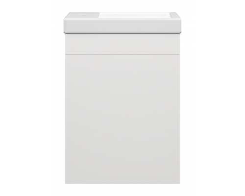 Купить Лира - 40 Тумба прямая подвесная белая эмаль с отталкив. с бок. полками в магазине сантехники Santeh-Crystal.ru